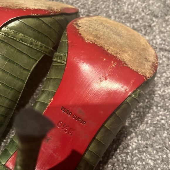 Green snake skin Peep Toe Heel size 6 - Picture 3 of 4